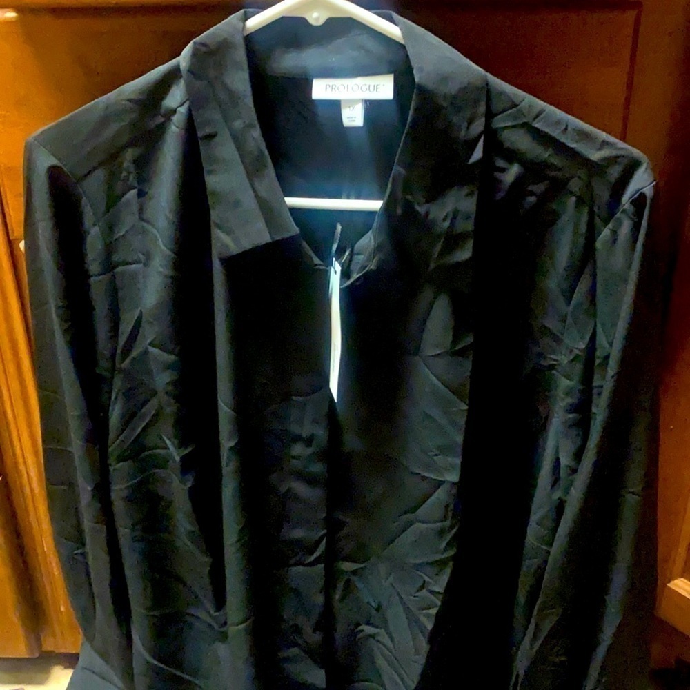 Black 1X Long Sleeve Blouse NWT Office Business Professional Fall